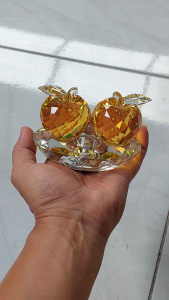 Pajangan Ornament Hiasan Double Apple Crystal Daimond Premium Kuning