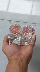 Pajangan Ornament Hiasan Double Apple Crystal Daimond Premium Putih