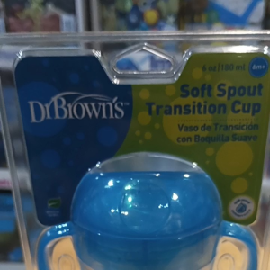 DR BROWNS SOFT-SPOUT TRANSITION CUP WITH HANDLE BLUE 6oz/180ml TC61001