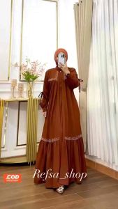 DRESS AZMIR CERUTY MIX PAYET| GAMIS CERUTY POLOS TERLARIS| BAJU PESTA WANITA MASAKINI| GAMIS MOTIF
