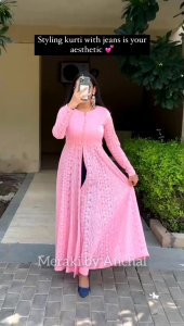 [PRE-ORDER] Ready Made Faux Georgette Long Kurti  ( Delivery 10 days )