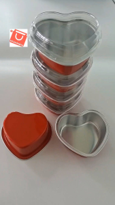 20pcs 100ml 3"x3.3"x1.2" small red heart shape aluminum tray with cover