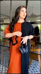 Dress polos kombinasi resleting depan busui - Daster polos 2 warna kombinasi - dress kekinian mama muda tampilan menarik