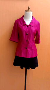 atasan kemeja wanita ungu SELIBUYA cewek MEWAH cute lengan pendek bagus kerja kuliah