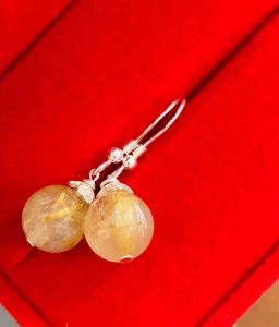 Bộ trang sức bạc s925 bông tai nhẫn dây chuyền đá thạch smh tóc vàng thiên nhiên bao kiểm định đá quý toàn quốc