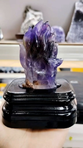 Natural Finest Amethyst Fox Fairy Carving Ornament AFF10