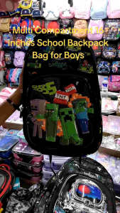 Minecraft Sonic Dinosaur 16 Inches School Backpack Bags for Boys Kids with Multi Pockets and Fun Character Design