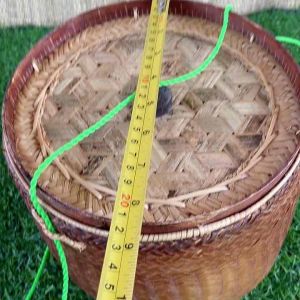 กระติบแดงใหญ่ ขนาด 8 นิ้ว งานจักสานจากไม้ไผ่