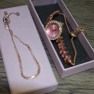 Set jam Pink serut & gelang serut free box