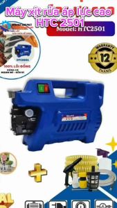 Máy xịt rửa xe 2500W motor Đồng áp lực 100 bar 12L/phút CS thực hiệu HTC2501