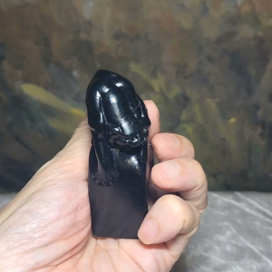 Premium Nephrite deep ink green 3 dimensional Mighty Tiger seal handheld home decor (with certificate)