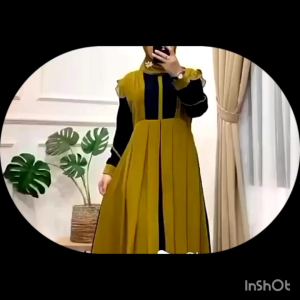 Lavenia Dress Gamis Crinkle Double Layer: Gamis Lebaran Model Terbaru