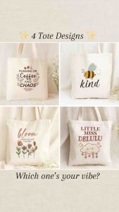 Aesthetic Canvas Tote Bag 12oz | Premium Minimalist Eco Reusable Shoulder Bag | Cute Trendy Gift for Her | Daily Shopping Work School Tote