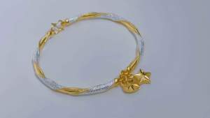 กำไล 2 กษัตริย์ [ 095\_A ] กำไลทองชูบ กำไลทองมีครอน กำไลจี้หัวใจดาว เส้นรอบวง 7 นิ้ว น่ารักมาก