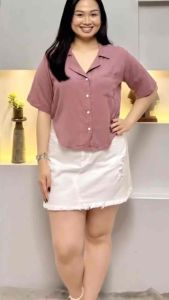 Tiktok polo blouse plain for womens / trendy tops