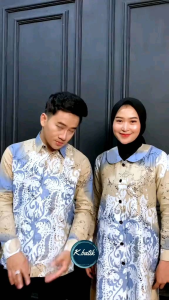 KEMEJA BATIK PRIA LENGAN PANJANG BATIK PREMIUM BATIK PRIA MOTIF PESISIR BIRU DENIM KHARISMA BATIK