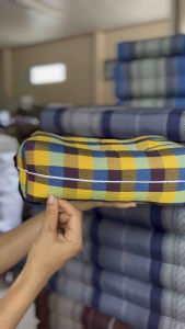 หมอนหนุนสุขภาพเล็ก ผ้าทอลายขิด ขนาด: หน้ากว้าง 20 x 33 x 10 ซม. ยัดด้วยนุ่นล้วน นุ่นแท้ 100 %