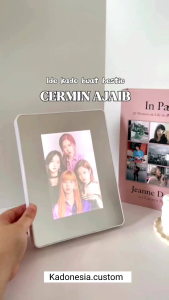SEHARI JADI bingkai foto Cermin mirror kotak foto wajah lampu LED hias magic ajaib hadiah kado gift custom ultah anniversary wedding wisuda pacar unik murah aesthetic bentuk kotak