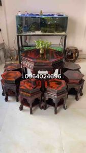 bộ bàn ghế lục giác gỗ trắc 7 món