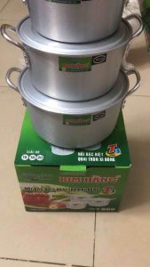 Bộ nồi nhôm đặc biệt quai xi bóng 3 món T3 nhỏ Kim Hằng (Size 161820)