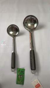 Vá múc canh 100% inox cán nhựa đen cao cấp siêu bền - Gia dụng bếp