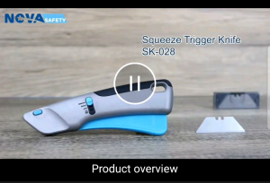 3 blade depth gear stop automatic retracting knife squeeze trigger safety knife