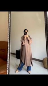 LUNARA Longtunik || Atasan Tunik Polos Kain Tazakka