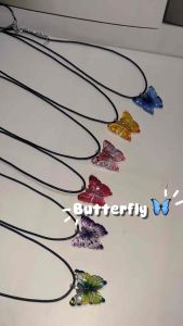 Penna Butterfly Rope Necklace Kalung Tali Kupu Kupu Leather Cord Baby Choker Handmade Fashion