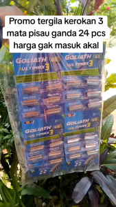 ISI 24 PCS- GARUK PISAU CUKUR MANUAL 2 MATA PISAU GANDA/ GOLIATH PENCUKUR WAJAH KUMIS TAJAM