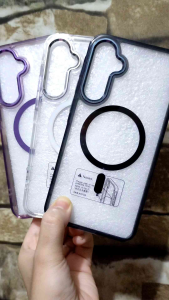 Case Samsung Galaxy A55 5G Soft Hard Case Magsafe Magnetic Crystal Acrylic Cover Magsafe Pengisian Nirkabel Bahan Akrilik Casing