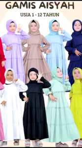 Gamis Aisyah - Gamis Anak Perempuan Model 3 Susun Dress Panjang Anak Cewek Muslimah Usia 1 sampai 12 Tahun