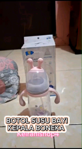 BOTOL SUSU BAYI PRETTY BABY FEEDING BOTTLE WIDENECK WIDE CALIBER MOTIF KEPALA BONEKA BPA FREE 300ML ADA 2 GAGANG 2 VARIAN WARNA