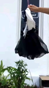 (2-6th) dress anak keren hitam putih setelan anak cewek set perempuan import pita besar Rok balon