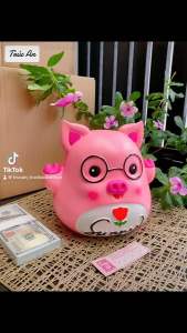 (20x18x19cm) 🐷 Heo đất heo Sunny mắt kính handmade 100% hàng sơn nước vẽ tay chỉn chu rất đáng yêu