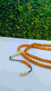 Tasbih batu Marjan Oren kombinasi tulang sapi C23