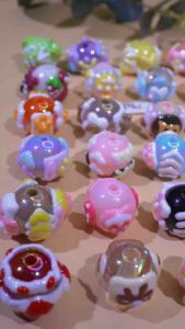 Hạt vẽ tay dầu nặng hoạt hình dễ thương charm xỏ vòng dây đeo baby three làm móc khóa handmade DIY