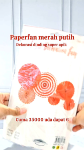 Paperfan set kipas kertas gold emas pink merah muda hari raya hiasan kertas kipas mekar pompom dinding merah putih dekorasi dirgahayu ri hut 17 agustus lebaran idul fitri eid mubarak wisuda graduation tembok gantung tempel happy birthday hbd