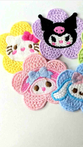 patch croschet kuromi cinamorol melody hellokitty patch rajut knit wool