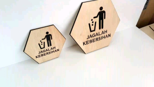 Sign Kayu Tulisan CUCI TANGAN / Signage Wastafel kran Air