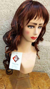 Wig Cosplay Curly Pirang blonde highlight  Ikal poni gelombang merk jenny wig