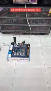 Bộ combo năng cấp tất cả các loại loa kéo và Ampli karaoke gia đình  Mixer F4 USB+ Micro E37 xài pin sạc  Năng tiếng khuếch đại âm thanh