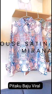 Blouse Satin Mirana!S-2XL! Baju Blouse Wanita Satin Long Sleeve Women Blouse New Loose!Neck Button Down
