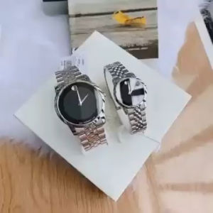 ĐỒNG HỒ ĐÔI CHÍNH HÃNG MOVADO 0606504 & 0606505 Quartz Museum Classic Black Dial Silver Stainless Steel For Couple