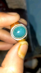 natural Bacan doko kristal bodyglass gosokan mulus kinclong no krak.dim 125*105*6.mm.ring titanium no.10