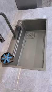 Chậu rửa bát 1 hố lớn bồn rửa chén 1 hộc kèm vòi rút đa năng xả thác nước và 3 chế độ nước chảy