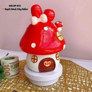 (21x16x16cm) 🍄 Ngôi Nhà Cây Nấm - Mã SP 072 heo đất tuổi thần tiên cổ tích ống tiết kiệm dễ thương chất thạch cao