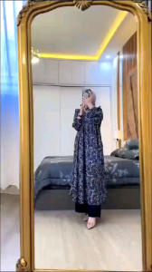 Zoya Set Long Tunik Kombinasi Atasan Matt Rayon Diamond Celana Matt Crinkle Airflow Premium