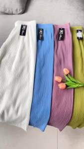 กางเกงอัดพลีทสีพื้น ผ้าหน้านุ่ม ผ้าทิ้งตัว มีน้ำหนัก สบายไม่อึดอัด