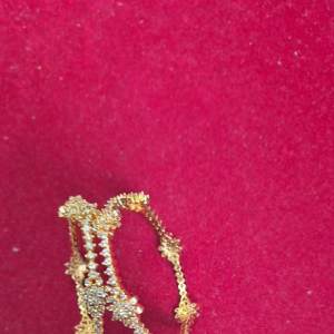 Gold Tone Crystal Cuff Bangles Size 2.6 Womens Fashion Jewelry