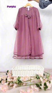 GAMIS PESTA ANAK TK SD LABELLA WARNA UNGU SHAFYNA DRESS PLAIN POLOS ANAK MUSLIM KONDANGAN WARNA PURPLE KIDS 5 6 7 8 9 10 TAHUN MEWAH